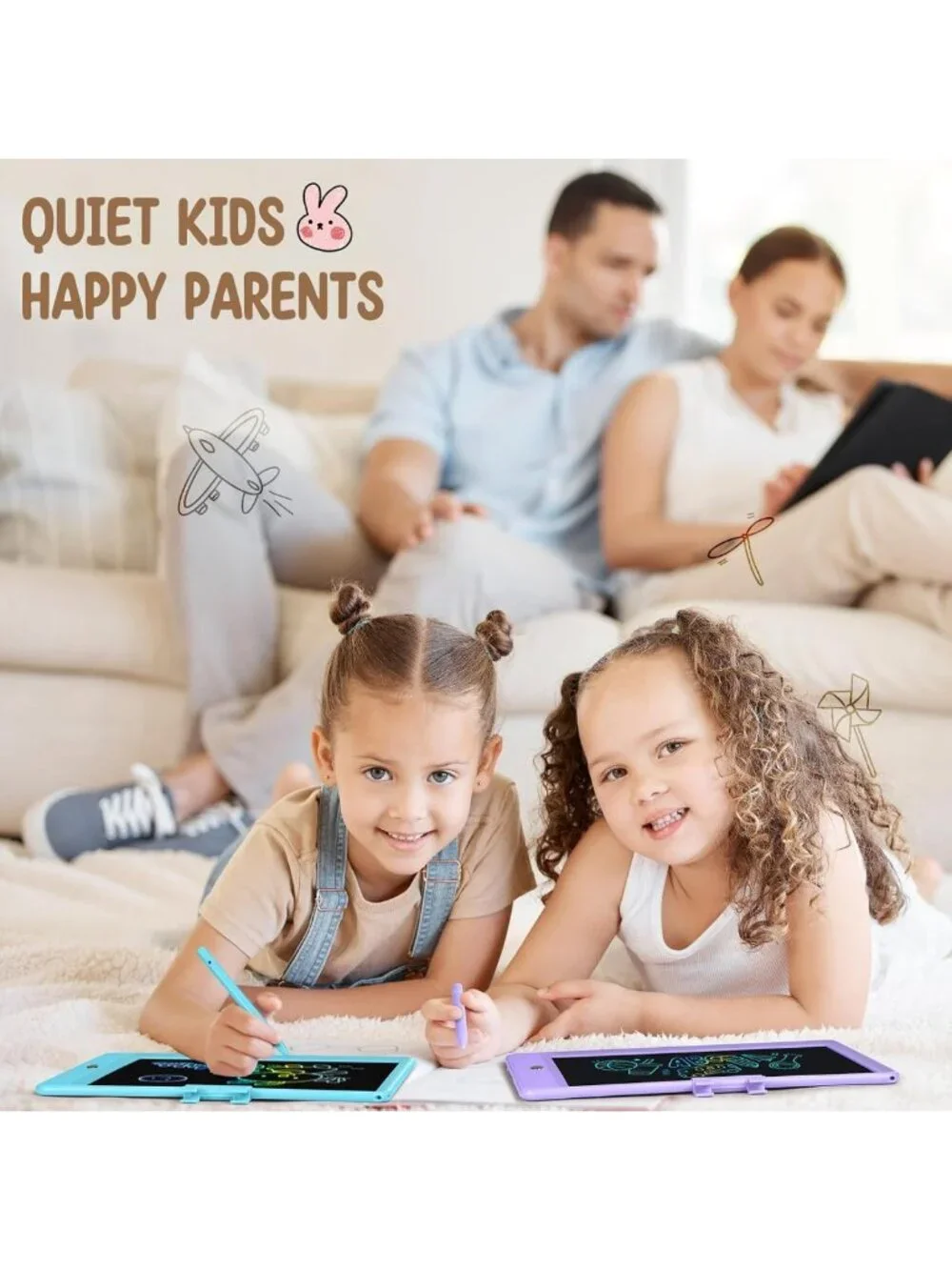 Colorful LCD Writing Tablet 2-Pack | Reusable Doodle Board for Kids, Educational